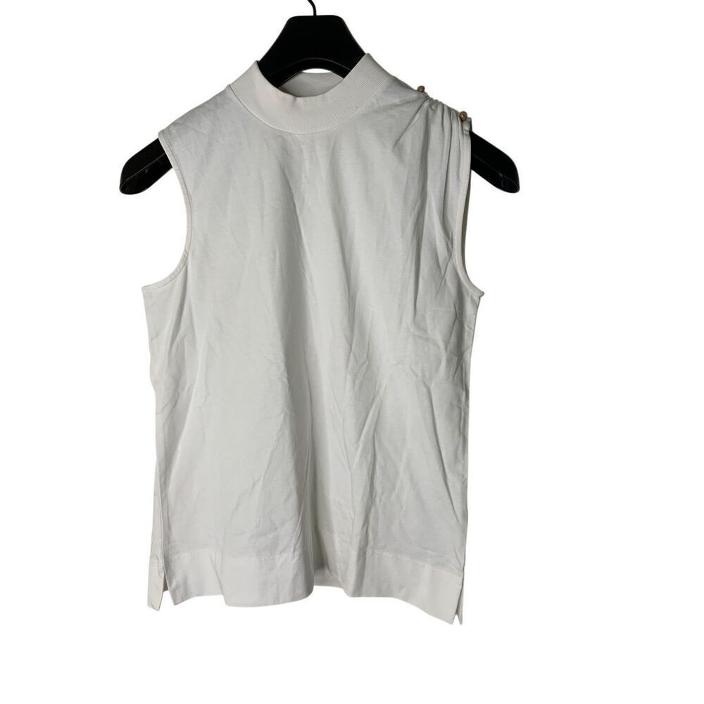 Ganni 100% cotton tank top sleeveless white women's size XS NEW WITH TAGS